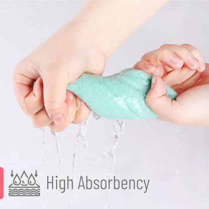 Slick- Baby Washcloths, 12 Pack, 10"x10", Microfiber Coral Fleece Baby Towels, Soft & Highly Absorbent Wash Cloths for Newborns, Infants and Toddlers, Gentle on Delicate Skin for Face, Hands and Body