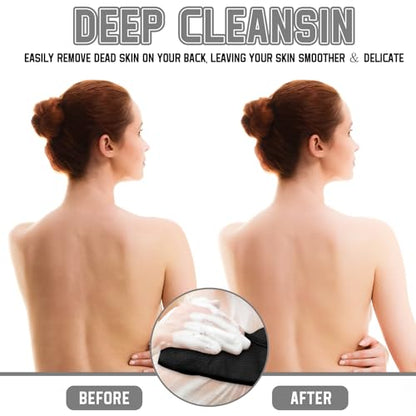Tatuo 5 Pieces Korean Exfoliating Washcloth | Body Back Scrubber, Japanese Italy Exfoliating Cloth 35.6 Inch Long for Deep Cleansing, Remove Dead Skin, for Men Women - color: Black