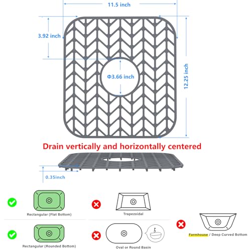 Sink Protectors for Kitchen Sink 12"x11"Silicone Sink mat 2pcs | Various sizes and styles,Protector for sinks and dish,Withstand to 500F,Food-grade silicone ,raised feet,Dishwasher Washing - size: 12"x11" x2 Center