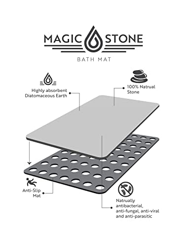 Magic Stone Ivory Stone Bath Mat, Diatomaceous Earth Shower Mat, Non-Slip Super Absorbent Quick Drying Bathroom Floor Mat, Natural, Easy to Clean (23 x 15.5 in)