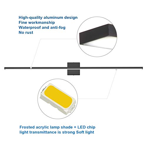 Ralbay 48inch Dimmable Modern LED Black Vanity Light 46W Frosted Aluminum for Bathroom Vanity Lighting Fixtures Cool White 6000K - color: Black-Dimmable, size: 48 inch