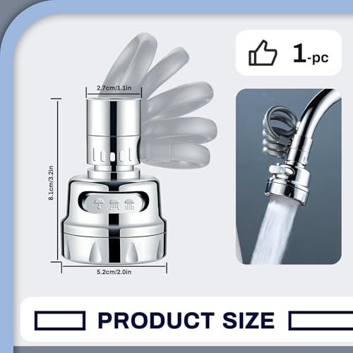 Sink Faucet Sprayer Attachment, 3 Water Outlet Modes, Silver | Faucet Extender Aerator, Stretchable Hose, Kitchen Water Saving Sink Sprayer Head, For Wash Hand Hair Face