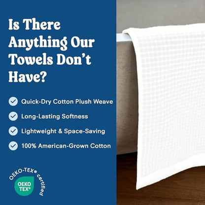 ONSEN Sculpted Terry Face Towels, 100% American Cotton, Quick Dry Lint Free, Lightweight Absorbent Face Towel Set, 12x12 in (White, 4X Face Towel) - color: White, size: 4X Face Towel