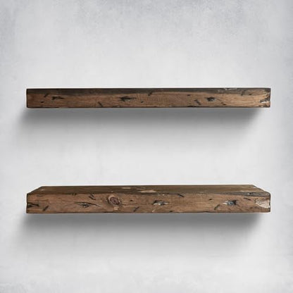 Urbandi Rustic Distressed Floating Shelves, Set of 2, Handmade Out of Pine Wood, 3 Inch Thick, Made in USA (Jacobean, 36Lx3Hx6D) - color: Jacobean, size: 36Lx3Hx6D