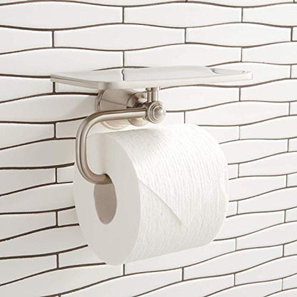 Signature Hardware 433266 Cooper Single Post Tissue Holder with Shelf - color: Chrome