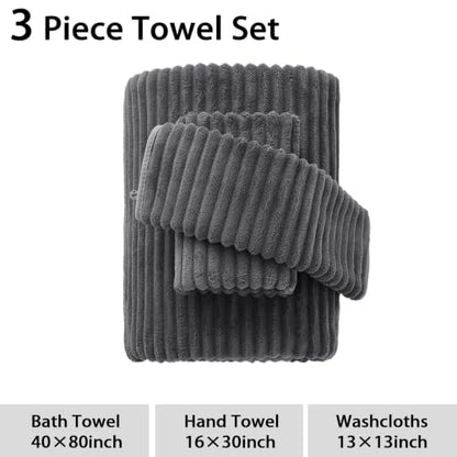 3 Pack Bath Towel Set, 40"x80" Oversized Bath Sheet, Charcoal Gray | Ultra Soft Microfiber, Lint Free, Quick Dry, Highly Absorbent, Full Body Coverage, 1 Bath Sheet, 1 Hand Towel, 1 Washcloth - color: Charcoal Gray, size: 3 Piece Towel Set