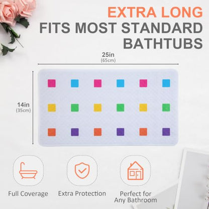 Baby Bath Mat Non Slip, 26"x13", Bathtub Mat for Kids | Anti Slip - color: Multicolor