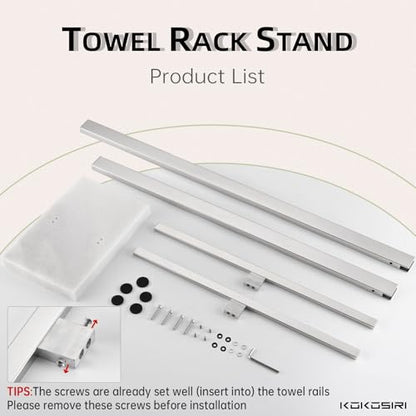 KOKOSIRI Bathroom Towel Rack 2-Tier Standing Towel Bars with Marble Base, Stainless Steel Freestanding Towels Holder, Thicken Steady Design, Polished Chrome THS0003-CH - color: Polished Chrome