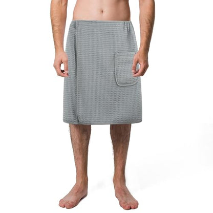 POLYTE Quick Dry Microfiber Waffle Bath Towel Body Wrap for Men, One Size | 20 in. Length x 58 in. Sweep