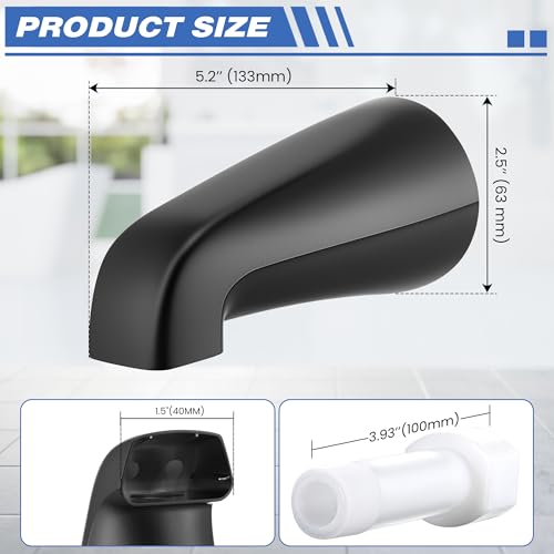 Dreyoo Tub Spout (Universal Fits 1/2" Copper Pipe, 1/2" IPS and 3/4" IPS), Bathroom Bathtub Faucet with Adapters and Hex Wrench(Matte Black,Without Diverter) - color: Matte Black, style: Without Diverter