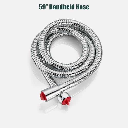 Heyalan Hand-held Shower Head Set-SUS304 Handheld Shower,Polish Chrome | SUS304 stainless steel wand, curved-style design, single rain spray, 59-inch long hose and standard 1/2-inch connection - color: Polish Chrome, style: Curved Style