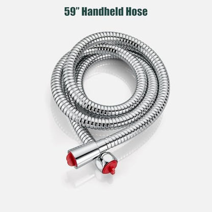 Heyalan Hand-held Shower Head Set-SUS304 Handheld Shower,Polish Chrome | SUS304 stainless steel wand, curved-style design, single rain spray, 59-inch long hose and standard 1/2-inch connection - color: Polish Chrome, style: Curved Style