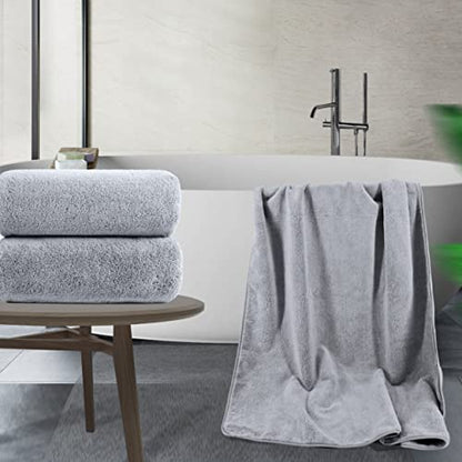 POLYTE Quick Dry Lint Free Microfiber Bath Sheet, 35 x 70 in, Pack of 2 (Gray) | 2 Pack, Oversize, Lint Free, Quick Dry - color: Gray