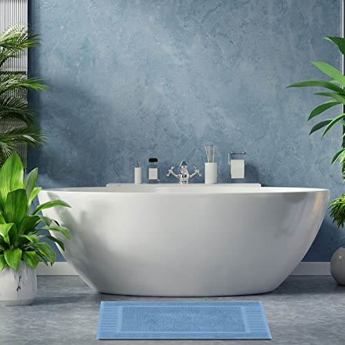 White Classic Luxury Bath Mat Floor Towel Set - Absorbent Cotton Hotel Spa Shower/Bathtub Mats [Not a Bathroom Rug] 22"x34" | 2 Pack | Light Blue - color: 13: Light Blue