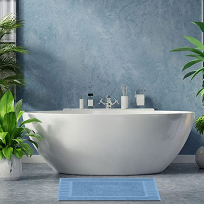 White Classic Luxury Bath Mat Floor Towel Set - Absorbent Cotton Hotel Spa Shower/Bathtub Mats [Not a Bathroom Rug] 22"x34" | 2 Pack | Light Blue - color: 13: Light Blue