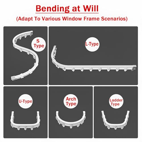 Flexible Bendable Curtain Track, Curved Curtain Rod 1-6m Ceiling Or Wall Mount Curtain Rail For Bay Window Room Divider RV Shower(100cm/3.3ft) - size: 100cm/3.3ft