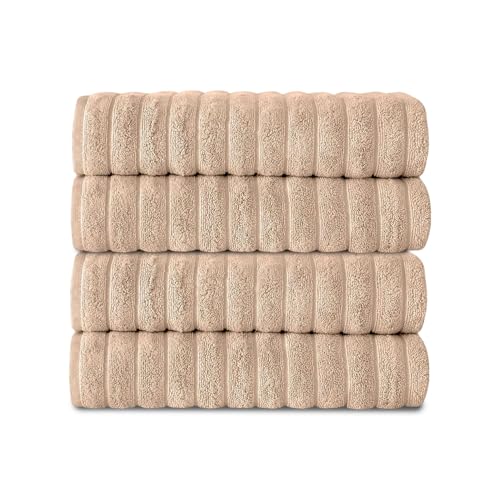 Classic Turkish Towels CTT Premium 4 Pack Bath Towels Set, Made with 100% Turkish Cotton, Spa & Hotel, Quick Drying Towels, Absorbent & Comfy | 27"x54" (Almond Beige) - color: Almond Beige, size: 4-Piece Bath Towel Set