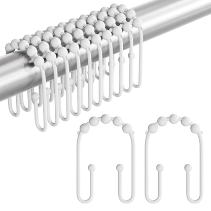 AmazerBath Shower Curtain Hooks White Metal Shower Curtain Rings Rust Proof, Double Sided Shower Curtain Hooks for Shower Curtain Liner Smooth Shower Hook Rings for Bathroom, Set of 12 - color: White, style: Modern