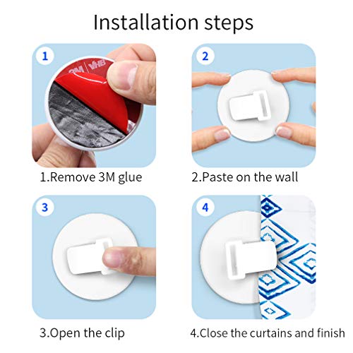 4 PCS Shower Curtain Clips, Shower Windproof Splash Guard - Self Adhesive Shower Curtain Weight Clip (White) - color: White