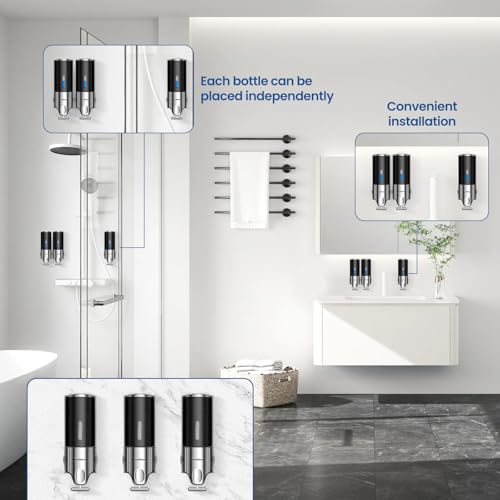 EXIN DECHEN Shampoo and Conditioner Dispenser(Triple x 16.9 oz,Black) | Easy Installation,Wall-Mounted,Bottle Separable,Large Capacity,Shower Shampoo Conditioner Body Wash Dispenser for Bathroom - color: Black