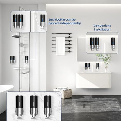 EXIN DECHEN Shampoo and Conditioner Dispenser(Triple x 16.9 oz,Black) | Easy Installation,Wall-Mounted,Bottle Separable,Large Capacity,Shower Shampoo Conditioner Body Wash Dispenser for Bathroom - color: Black
