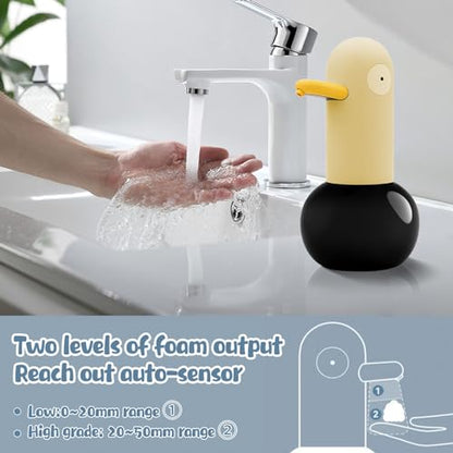 Automatic Foaming Soap Dispenser Duck Head Soap Dispenser | 2-Speed Adjustable Touchless Cute Foaming Hand Soap Dispenser for Bathroom Kitchen, USB Rechargeable, 13.5oz (Blue) - color: Blue