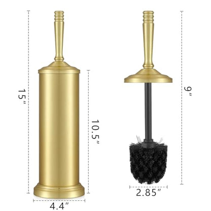 Gold Toilet Brush and Holder Set,Toilet Bowl Brush and Holder | Heavy Duty Toilet Brush for Bathroom, Stainless Steel Toilet Cleaner Brush,Deep Cleaning,Space Saving,Covered Brush - color: Gold