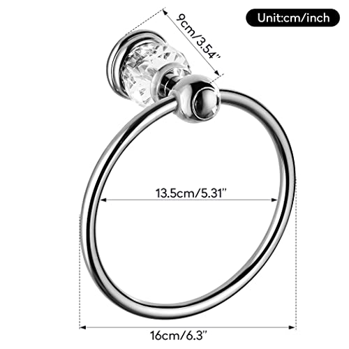 WINCASE Chrome Towel Ring, Bath Hand Towel Holder Crystal, Silver Towel Rack Wall Mounted - color: Silver