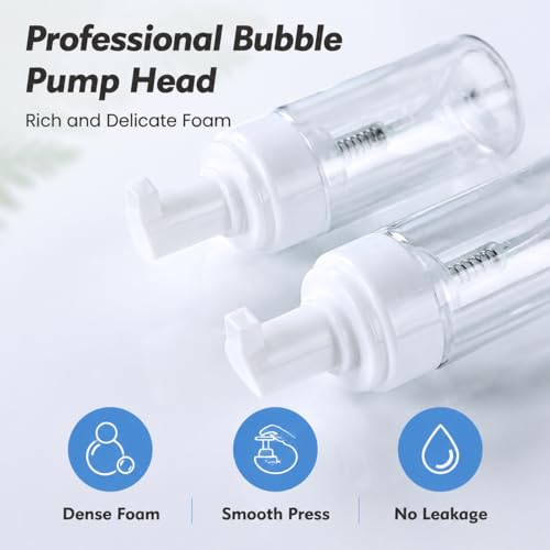 Rayyl 7oz Foaming Dispenser Bottle 2Pcs Transparent Empty Spray Pump Bottles Leak-Resistant Travel Portable Foam Bottle Hand Soap Shampoo Travel Size Mousse & Cleaning Solutions - size: 200ml-2Pcs