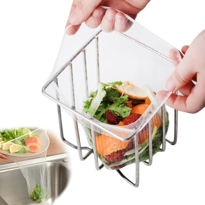 WYIRONG 200 PCS Large Kitchen Disposable Mesh Sink Strainer Bag for Meshmate Waste Rack, Sink Strainer Elastic Anti-Clogging Sink Drain Strainer Collecting Kitchen Food Waste Garbage - size: Large