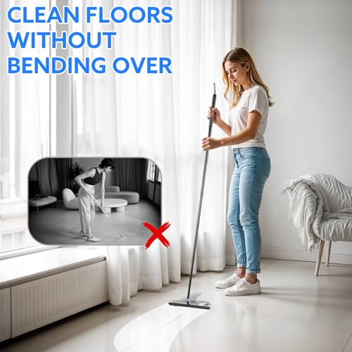 wlich Shower Squeegee with Long Handle, 57" Telescopic Window Squeegee for Shower Glass,Floor,Tile and Car Windshield