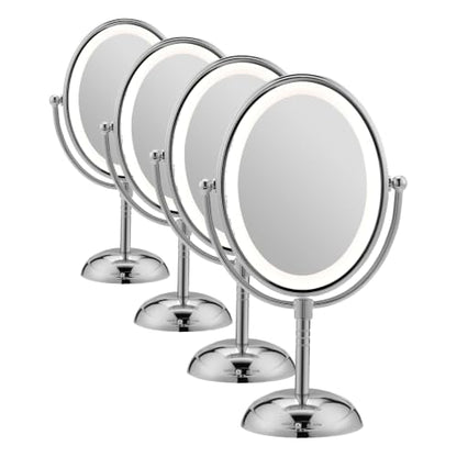 Conair Lighted Makeup Mirror, LED Vanity Mirror, 1X/7X Magnifying-Mirror, Double Sided, Battery Operated in Polished Chrome, 8.4 x 5.5 x 8 inches (Pack of 4) - size: 4.7"L x 8"W (Pack of 4), style: Battery Operated