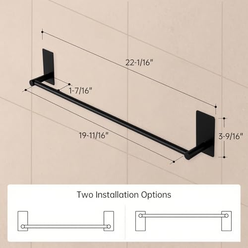 KES 20-Inch Towel Bar for Bathroom, Self Adhesive Hand Towel Holder No Drill Wall Mounted SUS 304 Stainless Steel Matte Black, A7000S50B-BK - color: Matte Black, size: 20-Inch