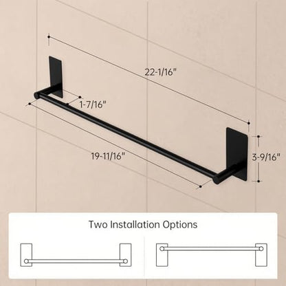 KES 20-Inch Towel Bar for Bathroom, Self Adhesive Hand Towel Holder No Drill Wall Mounted SUS 304 Stainless Steel Matte Black, A7000S50B-BK - color: Matte Black, size: 20-Inch