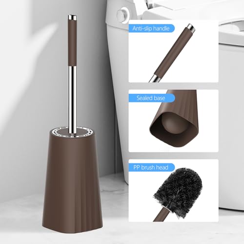 SetSail Toilet Brush, Compact Size Toilet Bowl Brush and Holder Toilet Brushes for Bathroom with Stainless Steel Handle Toilet Cleaner Brush with Durable Scrubbing Bristles, 3 Packs,Brown - color: Brown, size: 3 packs