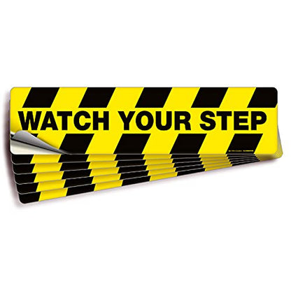iSYFIX Watch Your Step Floor Decals Stickers, 6 Pack, 20x5 Inch | Premium Self-Adhesive Vinyl, Laminated Anti-Slip, Water Resistance, Indoor & Outdoor - size: 20x5 inch