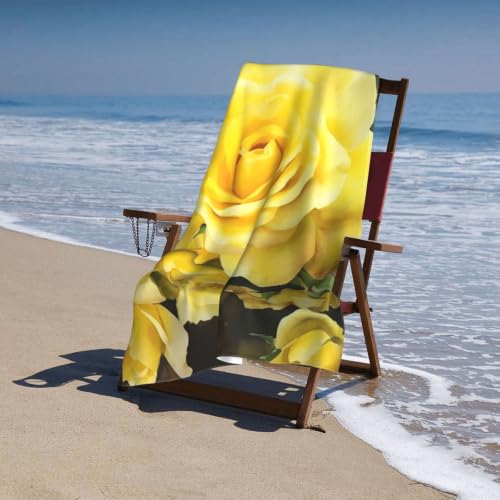 Yellow Rose Bath Towel Super Absorbent Beach Towels Microfiber Bathroom Towel 32 x 52 Inch - color: Yellow Rose
