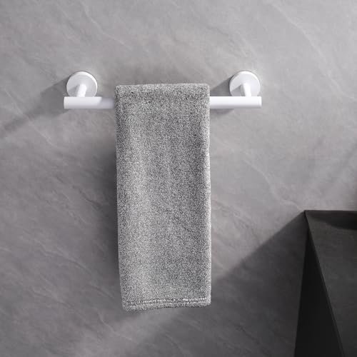 GERZWY 12-Inch Bathroom Towel Bar SUS 304 Stainless Steel Bath Towel Bar Modern Round Style Wall Mount, White - color: White, size: 12 Inch (Pack of 1)