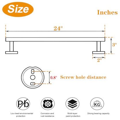 TocTen Bath Towel Bar - Thicken SUS304 Stainless Steel Bathroom Towel Holder, Towel Rod for Bathroom Heavy Duty Wall Mounted Towel Rack Hanger (24IN, Gold) - color: Gold, size: 24IN