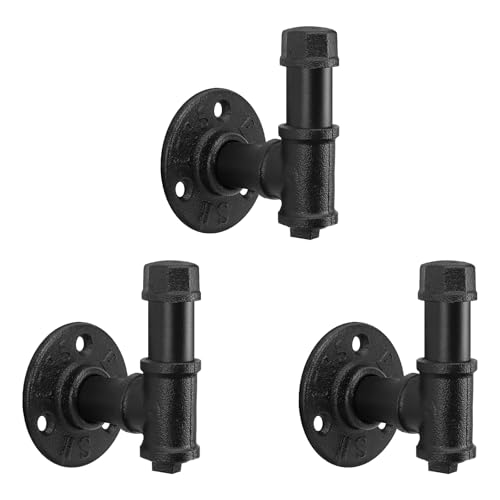 NearMoon 3 Packs Bathroom Robe and Towel Hooks for Hanging, Rustic Style Vintage Industrial Pipe Wall Mounted Hooks, Heavy Duty DIY Hardware Coat Hook for Kitchen (3 Inch) - size: 3 Inch