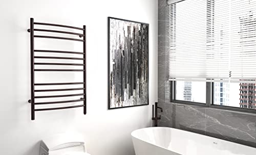 Towel Warmer, Heated Towel Rack, Plug-in/Hardwired Venetian Bronze | 304 Stainless Steel Large 12-Bar Towel Warmer With Plug-In Or Hardwired Installation And Venetian Bronze Finish - color: Venetian Bronze