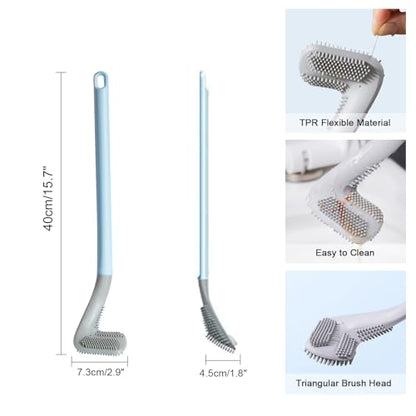 Golf Toilet Brush, Toilet Cleaning Brush, Flexible Bendable Silicone Long Handled Toilet Brush, 360° Deep Toilet Bowl Cleaning Brush,Quick Drying Toilet Brush for Bathroom with a Hook (Blue) - color: Blue