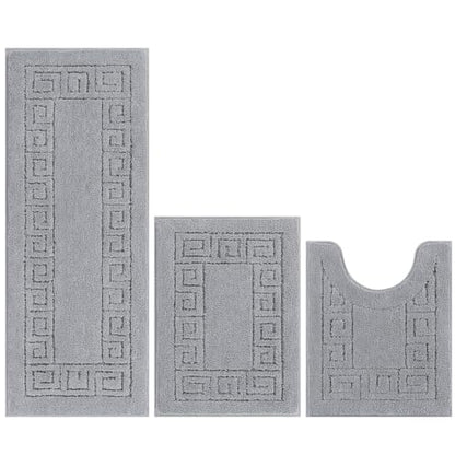 Pauwer Bathroom Rugs Sets 3 Piece, Plush Absorbent Bath Rug, Light Grey | Microfiber Bath Mat Set, Non Slip Washable, Quick Dry Floor Carprt, Soft U Shaped Toilet Mats For Bathroom Shower Sink - color: Light Grey