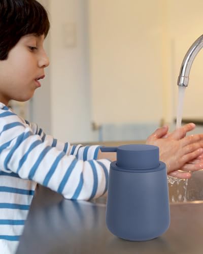 BosilunLife Ceramic Soap Dispenser - Dish Soap Dispenser for Bathroom 12Oz | Refillable Liquid Hand Wash Dispenser for Essential Oil, Lotion Soap, Blue - color: Matte Blue