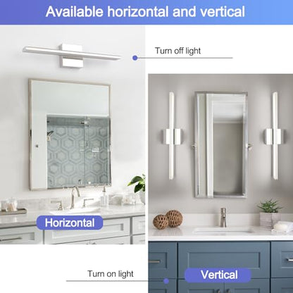 LED Vanity Light Bar 20 Inch Bathroom Light Fixtures 12W Over Mirror Lighting Chrome Vanity Lights Fixtures Modern Bathrooms Lamps Acrylic Bath Wall Light Fixtures - color: Chrome, size: 20 Inch