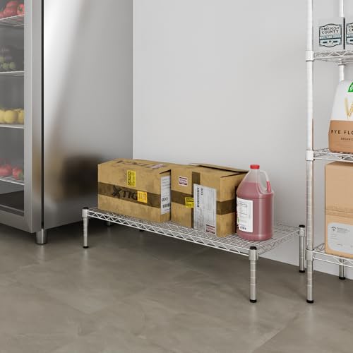 18" Deep x 42" Wide x 8" Height 1-Tier Wire Shelving Kit | NSF Commercial Storage Rack Unit - size: 18" Deep x 42" Wide