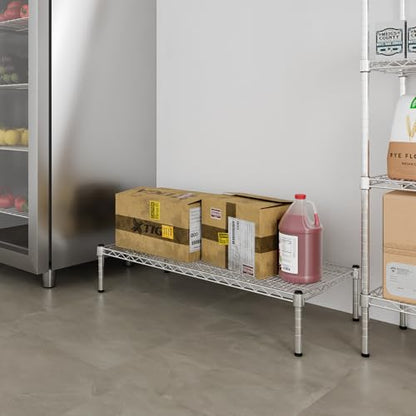 18" Deep x 42" Wide x 8" Height 1-Tier Wire Shelving Kit | NSF Commercial Storage Rack Unit - size: 18" Deep x 42" Wide