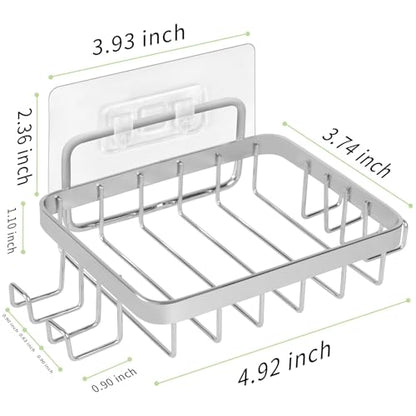 Carrie Joe Soap Dish Holder, No Drilling, 304 Rustproof Stainless Steel, Wall Mounted Soap Holder Soap Tray Bar Soap Sponge Holder for Bathroom & Kitchen - color: Silver