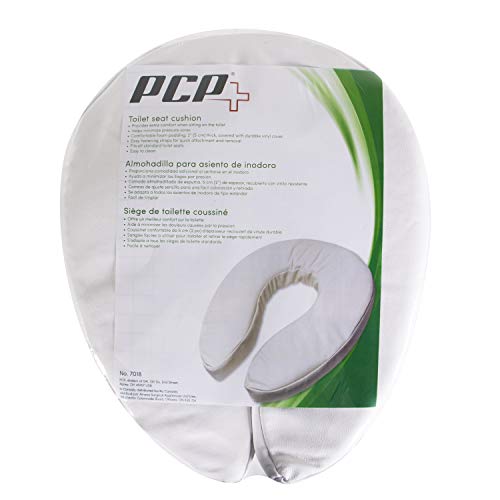 PCP Raised Toilet Seat Cushion, 2" High Padded Comfort Support, Universal Fit, Portable with Adjustable Fastening Straps
