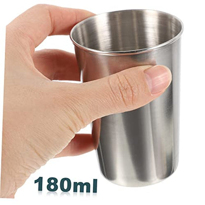 Healifty Stainless Steel Water Cup Tumbler for Beverages Mouthwash and More Stylish Silver Design for Home Parties and Washrooms - size: 8.50X6.00X6.00CM